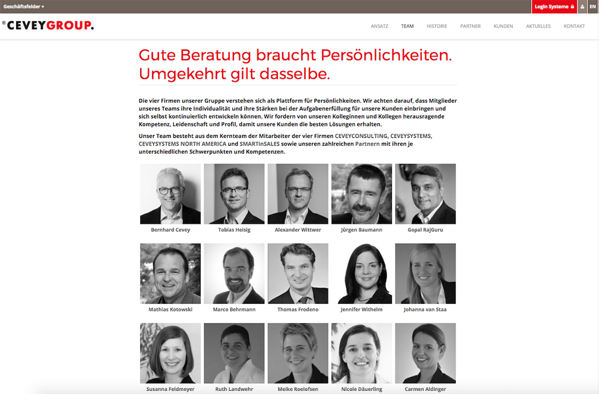 Screenshot der Ceveygroup